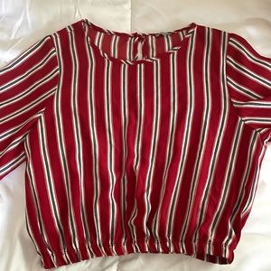 Red Striped Crop-Top